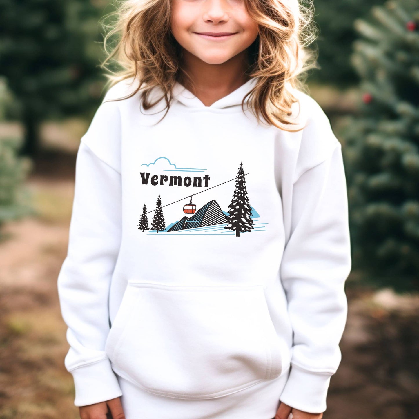 Hey Mountains - Retro Vermont Youth Hoodie, Mountain Vermont Kids Sweatshirt
