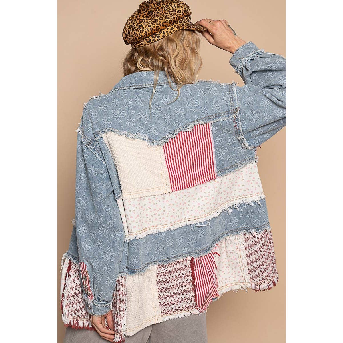 Pol Clothing - Oversize balloon sleeve mix fabrication jacket