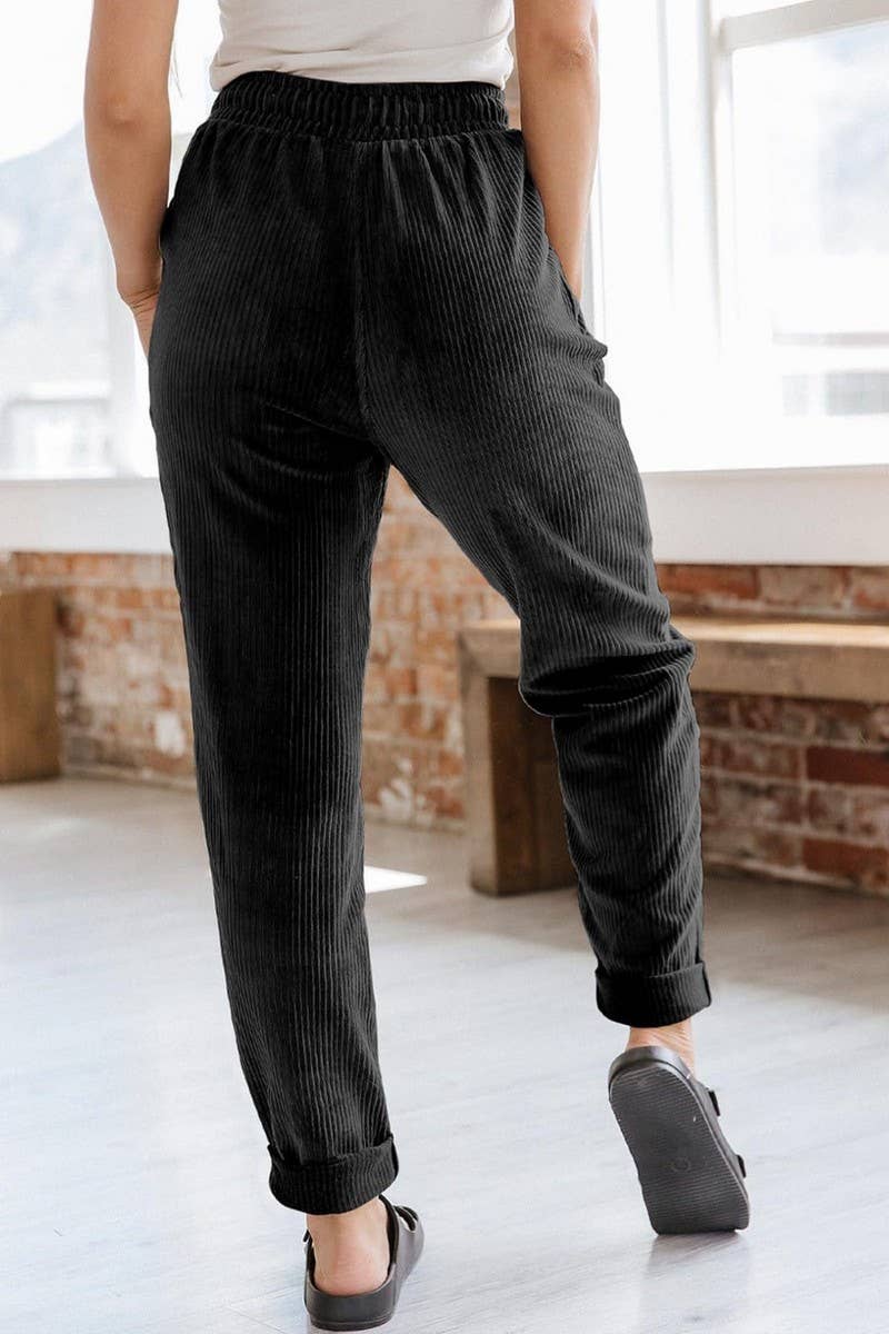 NINEXIS - CWBLP0479_CORDUROY ELASTIC WAISTBAND SIDE POCKET TROUSERS
