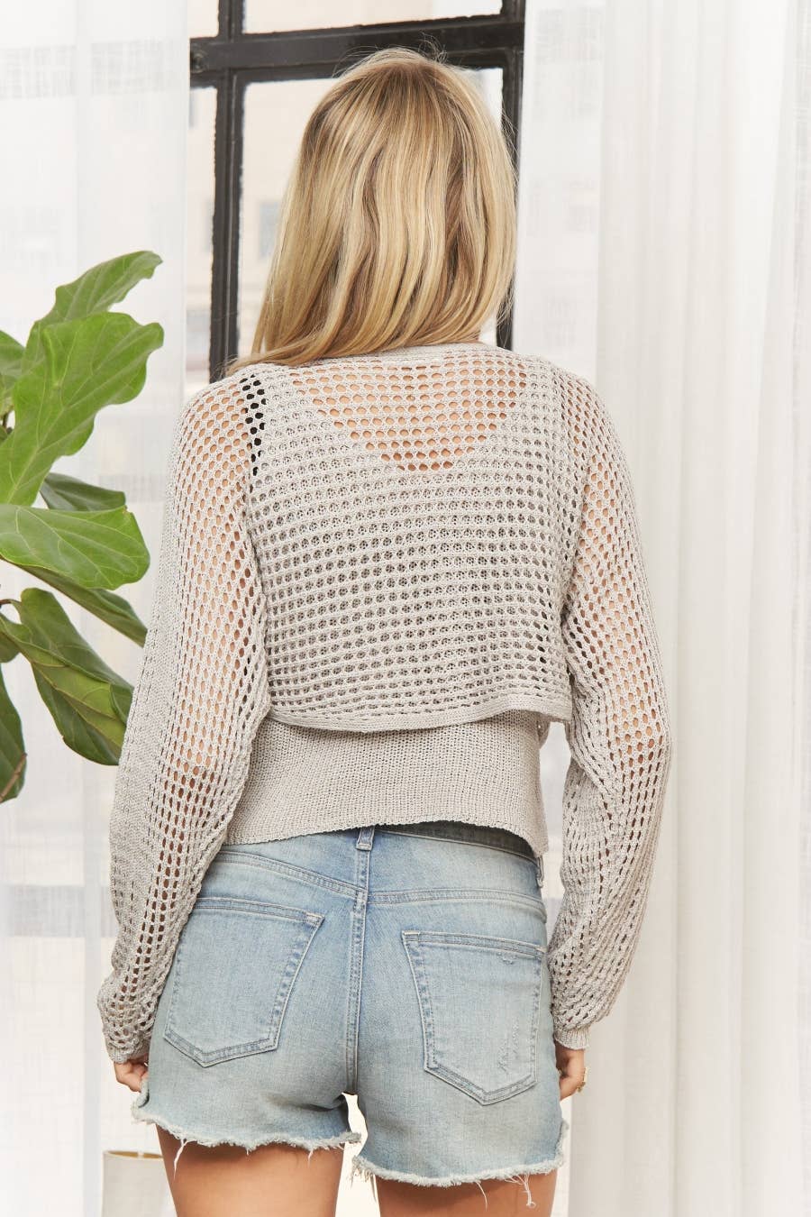 ADORA LA - CET4093-CROCHET BUTTON DOWN KNIT SWEATER TOP