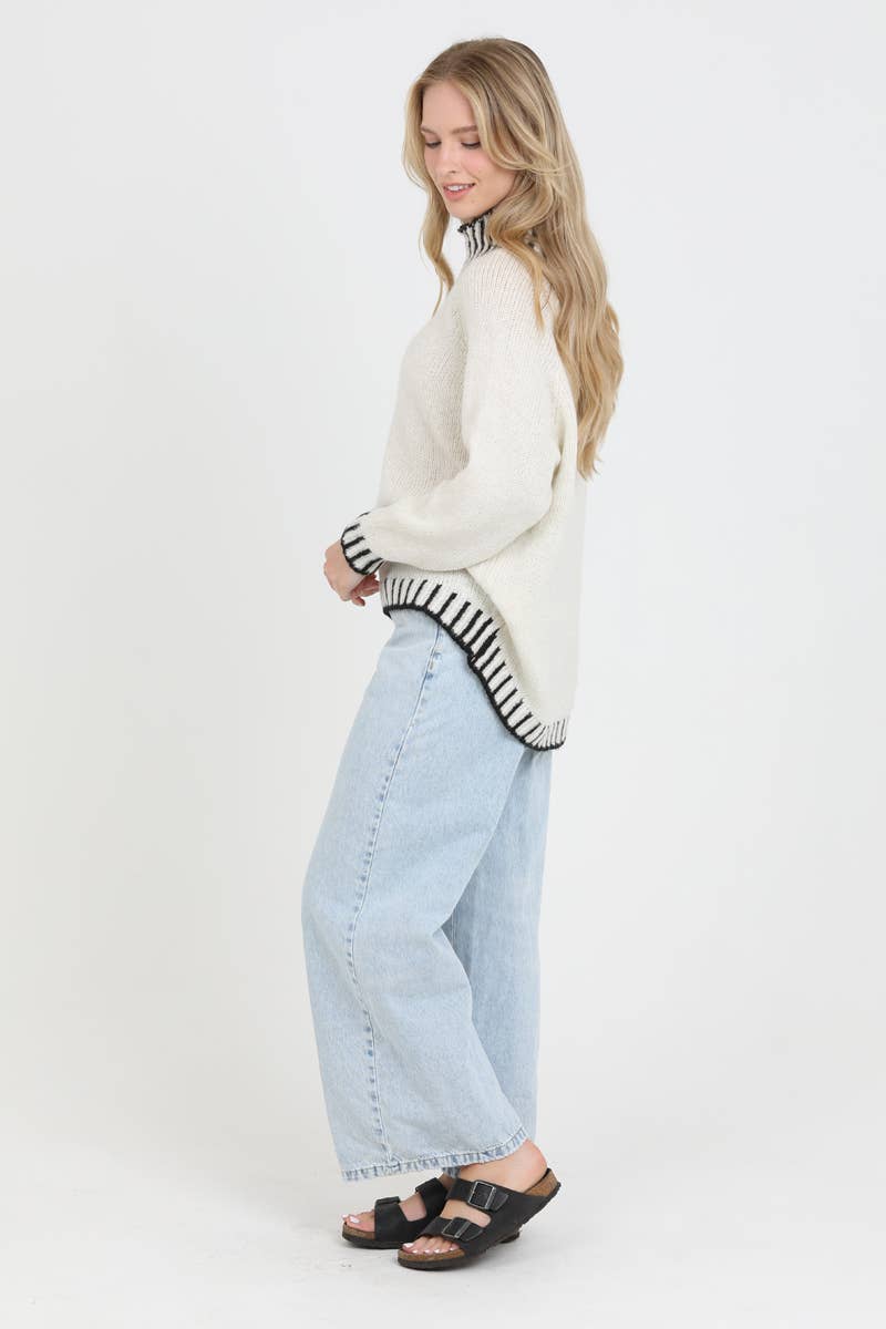 Nostalgia - NHQ23-ASIS ONE SIZE PULLOVER SWEATER WITH IVORY STICHES