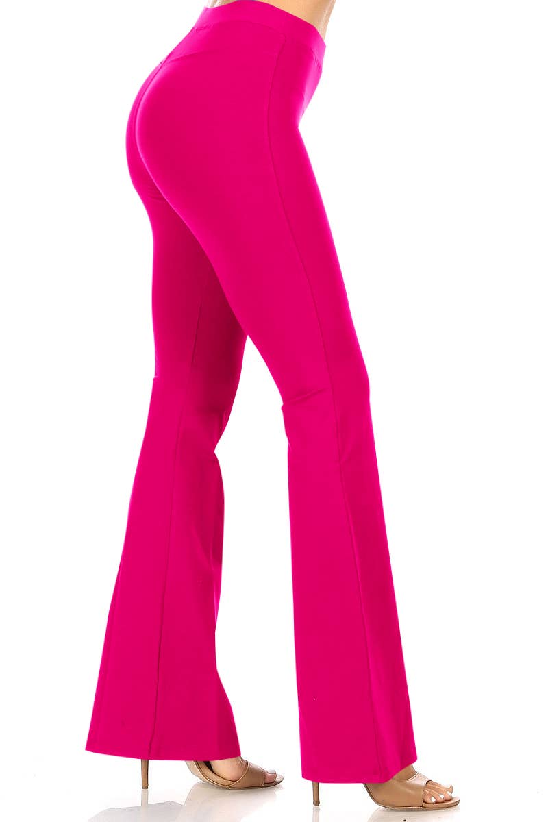 Women's Solid Basic High Rise Flared Hem Pants: M / Navy