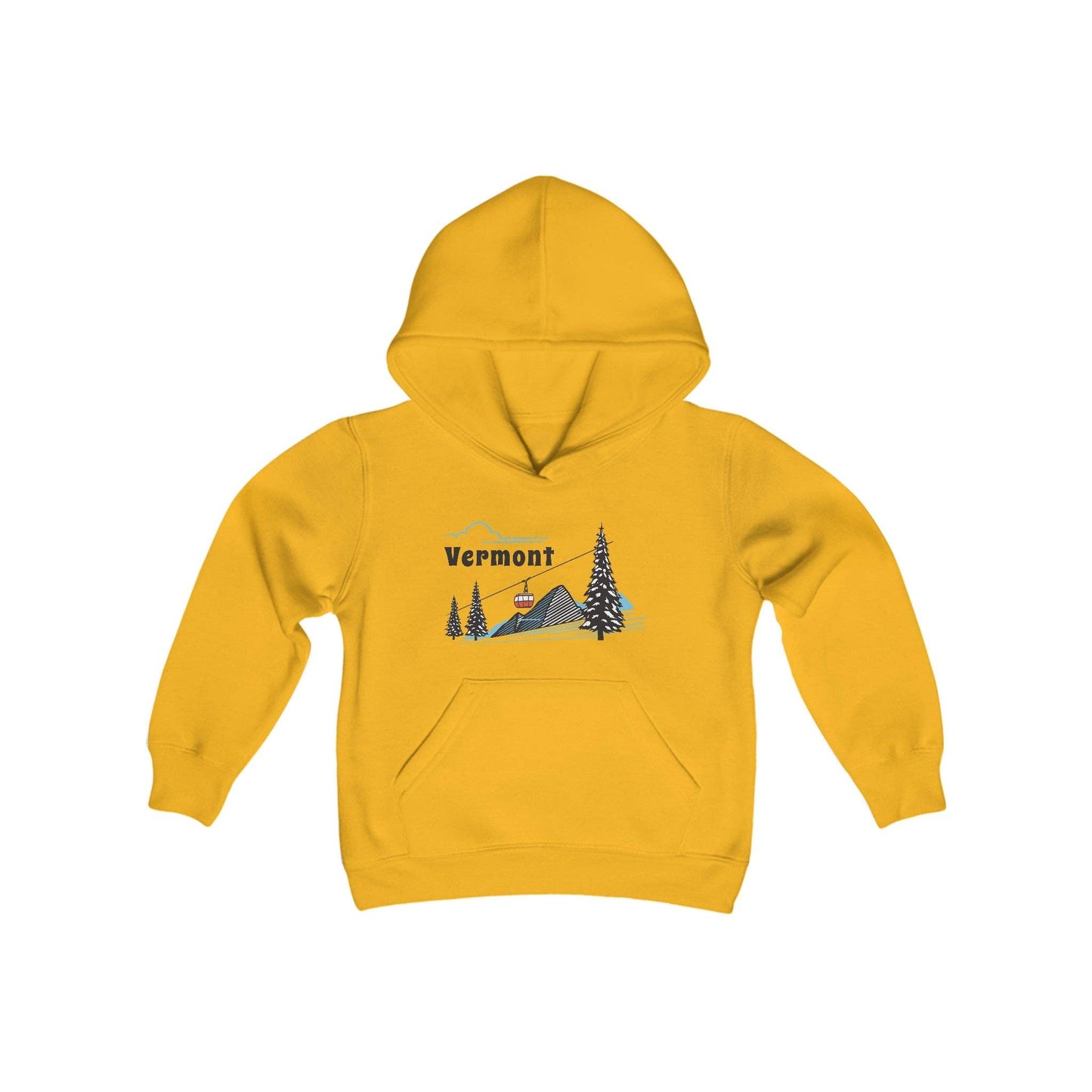 Hey Mountains - Retro Vermont Youth Hoodie, Mountain Vermont Kids Sweatshirt