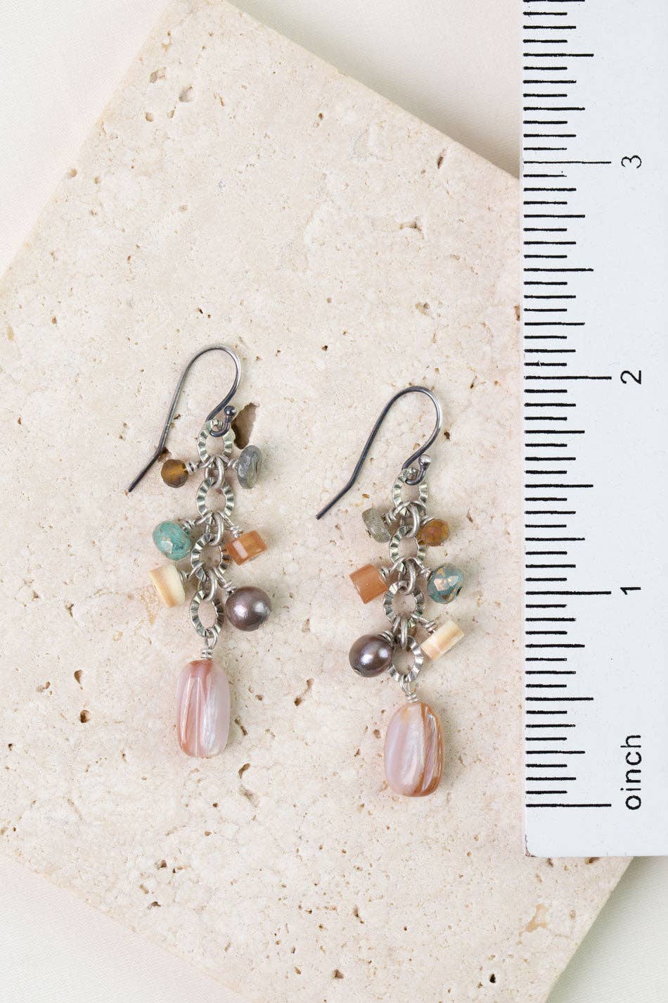 Anne Vaughan Designs Jewelry - Namaste Czech Glass, Pink Abalone, Freshwater Pearl Cluster Earrings