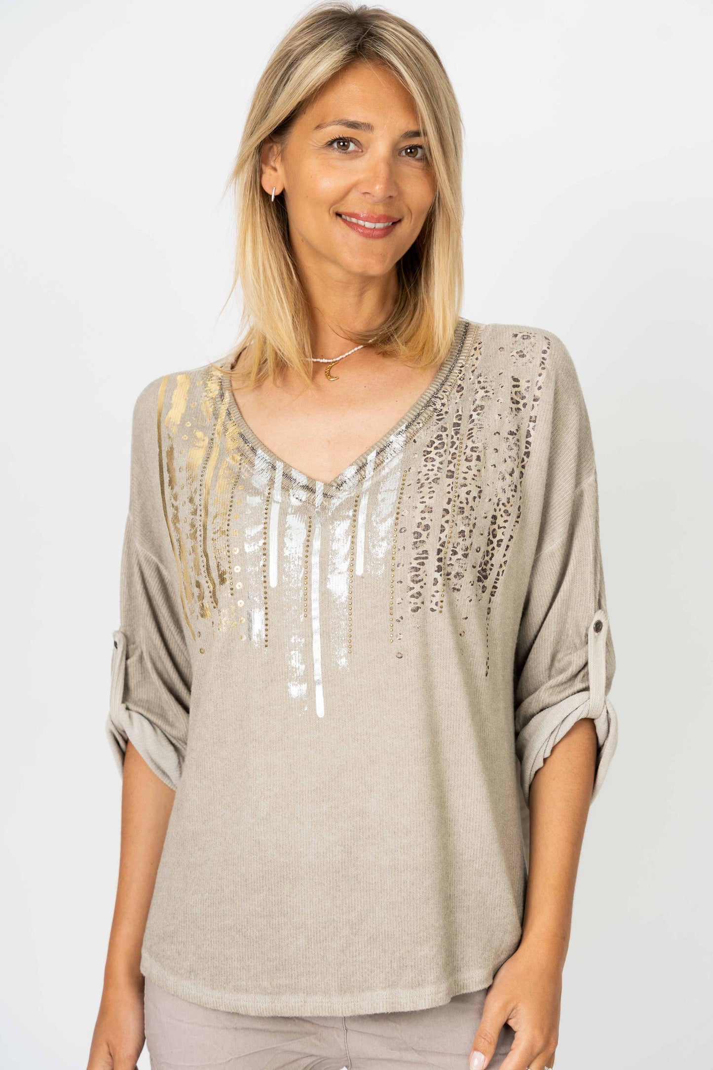 Look Mode Usa - Women sweater with rhinestone