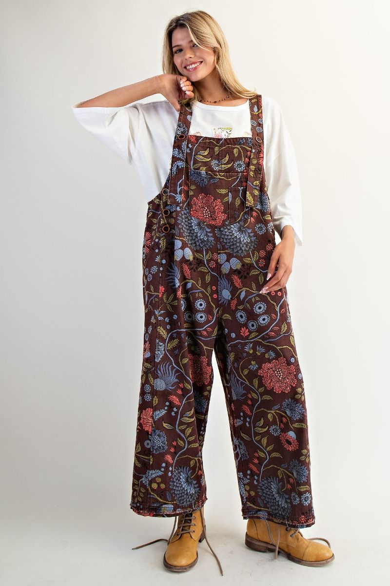 Easel Floral Overalls
