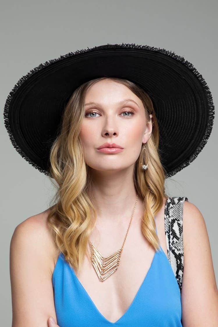 Urbanista Outlet - Wide Brim Frayed Straw Sun Hat