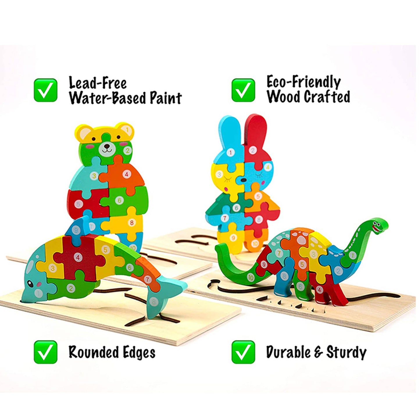 Wooden Puzzle, Educational Toy Gift - Assorted