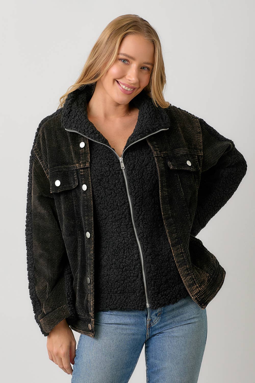 Mystree - 60817 Corduroy Mixed Sherpa Jacket