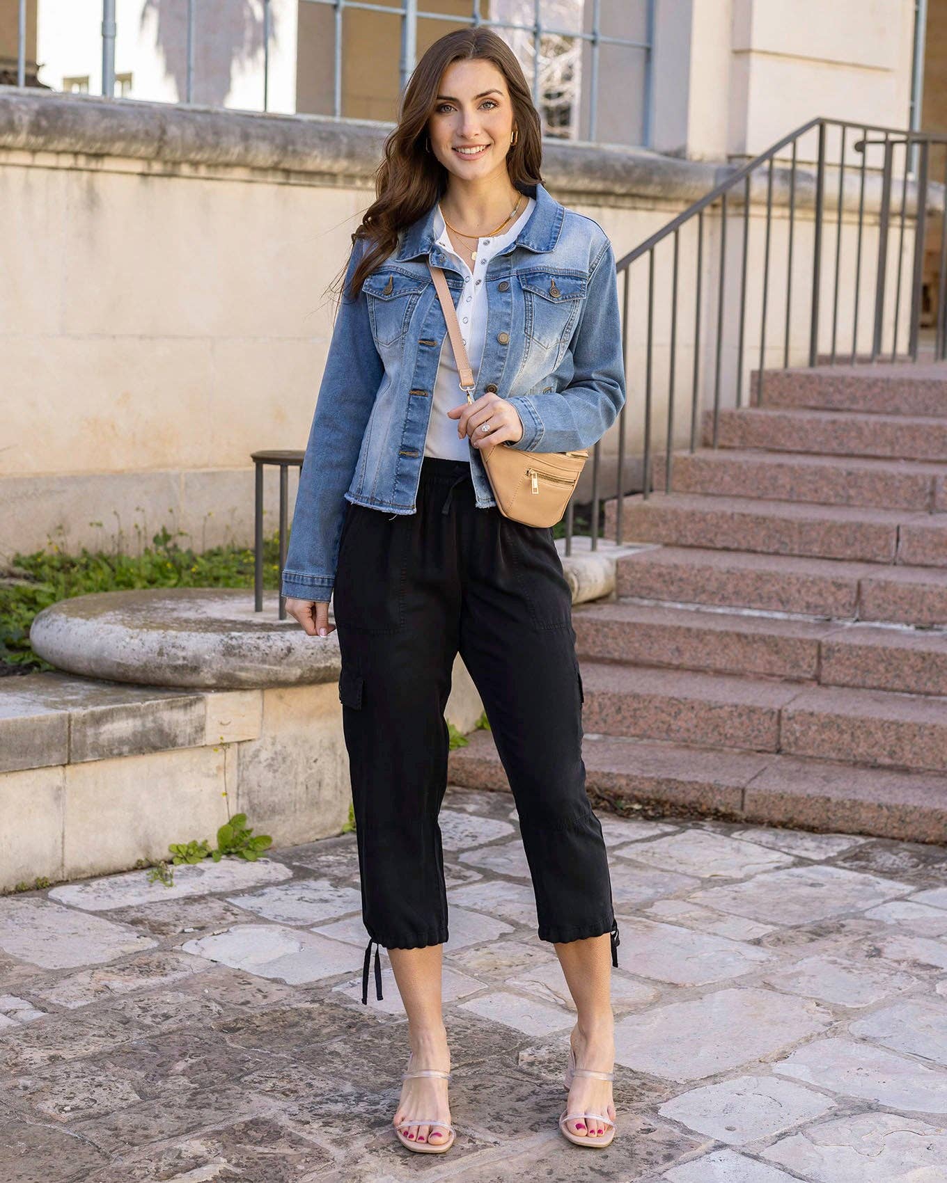 Grace and Lace - Soft Wash Denim Jacket in Mid-Wash