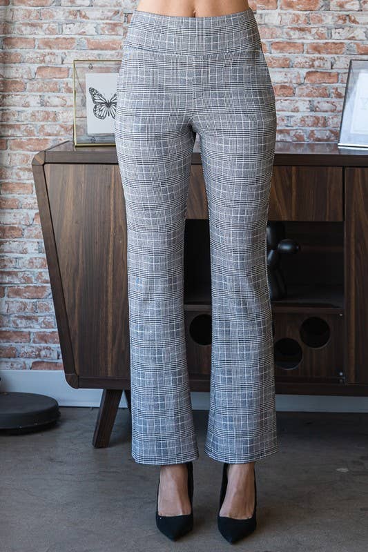 PLAID FLARE PANTS: BLACK