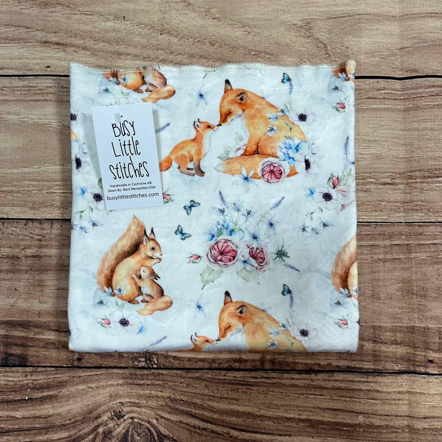 Busy Little Stitches - Fox Kiss Floral Toddler Blanket