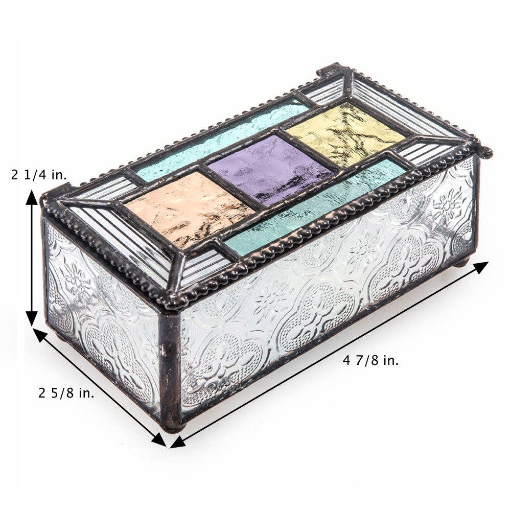 J Devlin Glass Art & Bert Anderson Collection - Multi-Color Glass Jewelry Box with Textured Sides -J Devlin