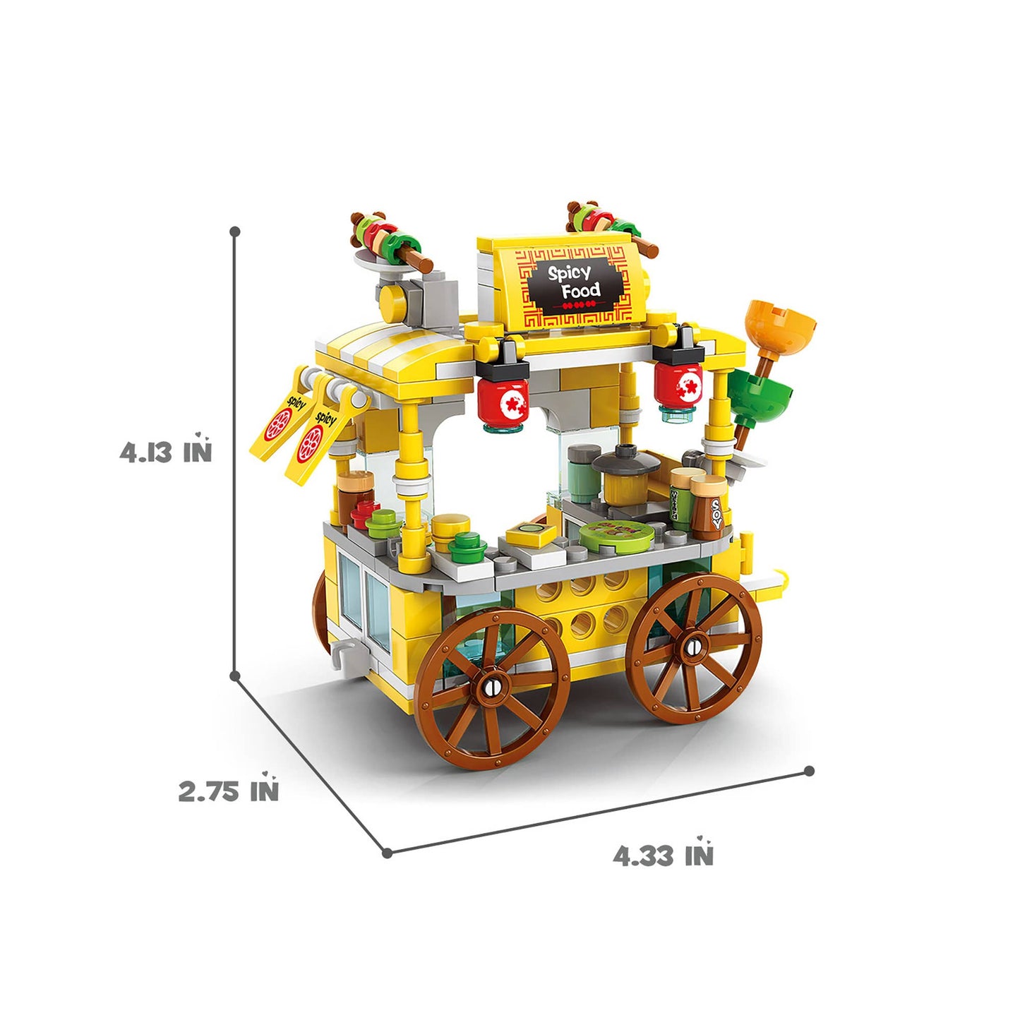 673 Pcs Food Cart Toy Mini City Kiosks Building Blocks