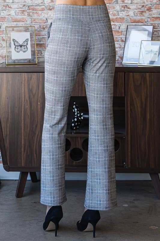 PLAID FLARE PANTS: BLACK