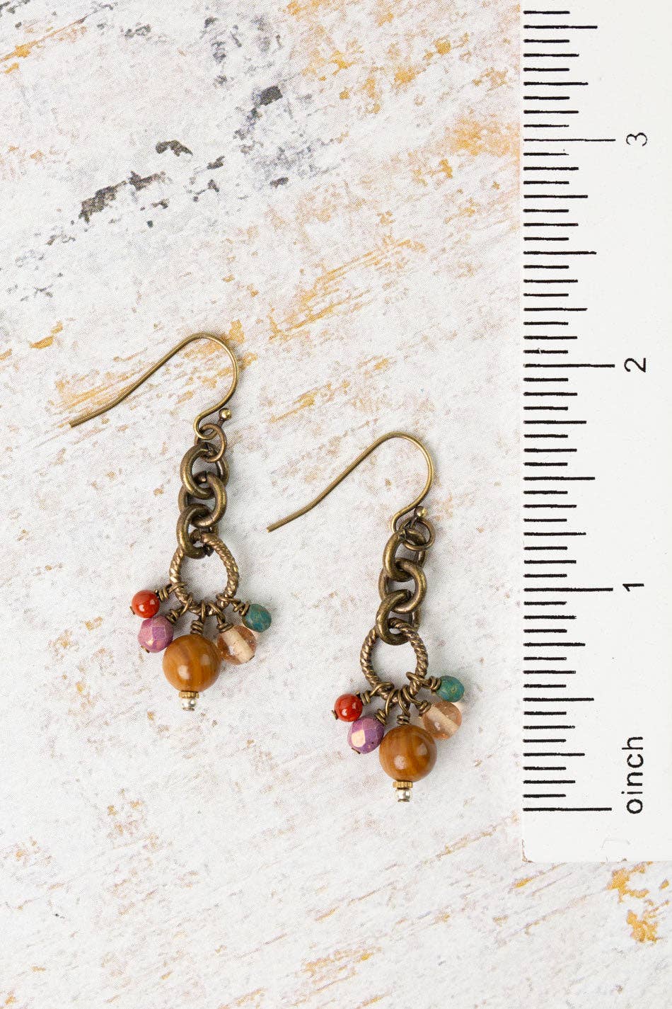 Anne Vaughan Designs Jewelry - Earthen Czech Glass with Jasper Dangle Earrings