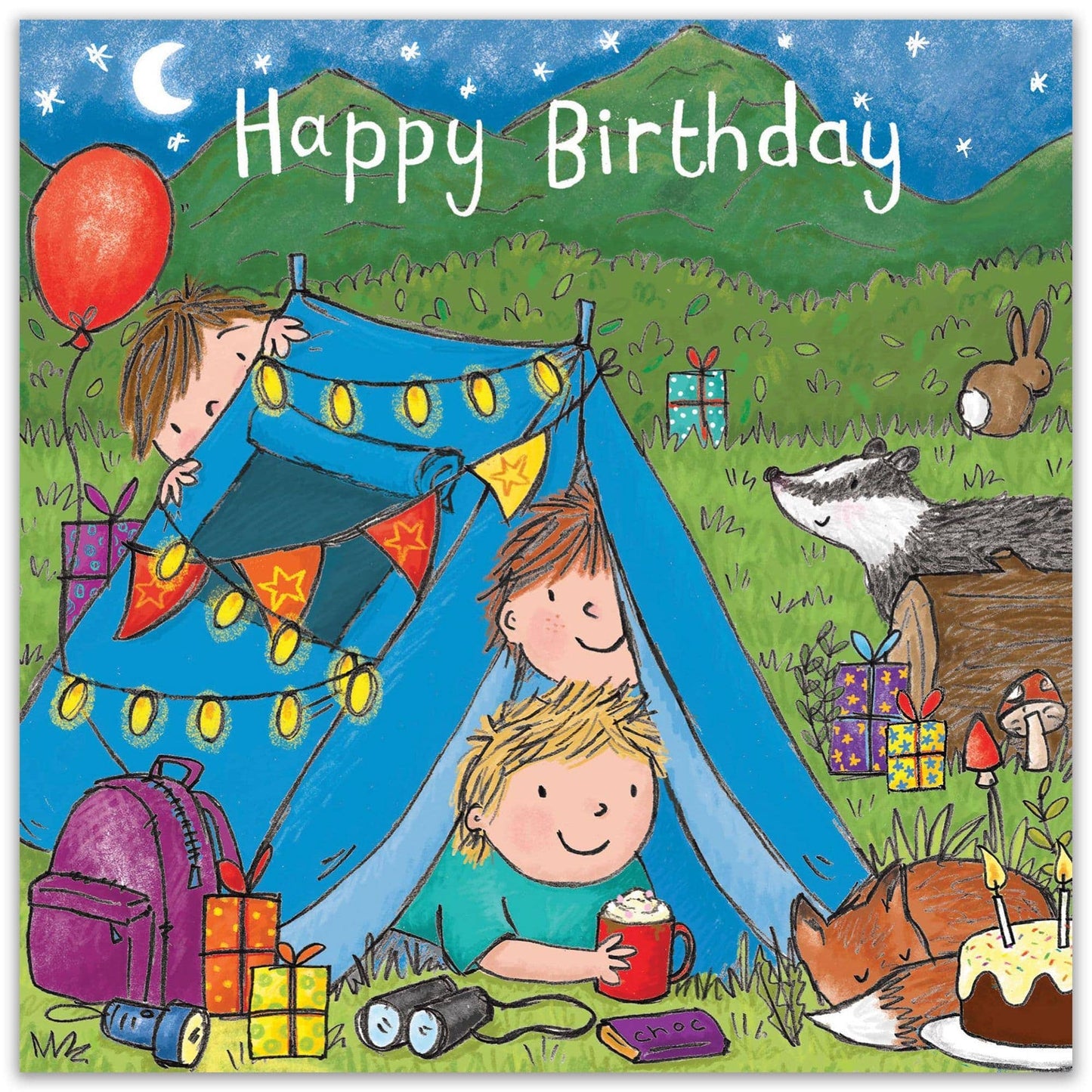 Twizler Ltd - Camping - Boys Happy Birthday Card