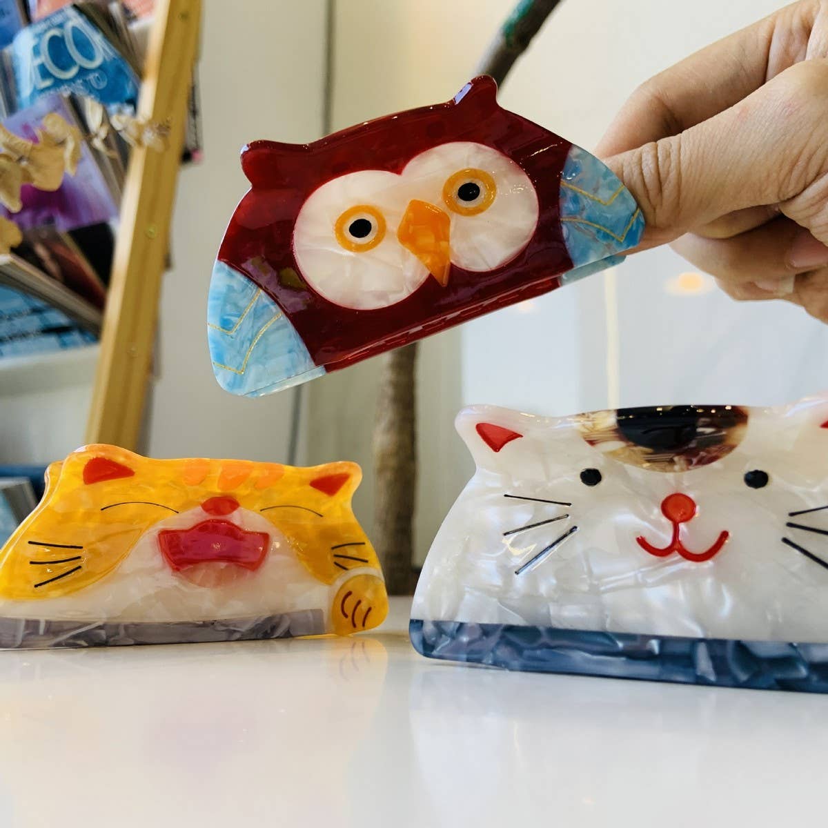 NINEXIS - CWAHA1523_FUNNY CARTOON CAT,RABBIT,OWL,HAIR CLAW CLIP