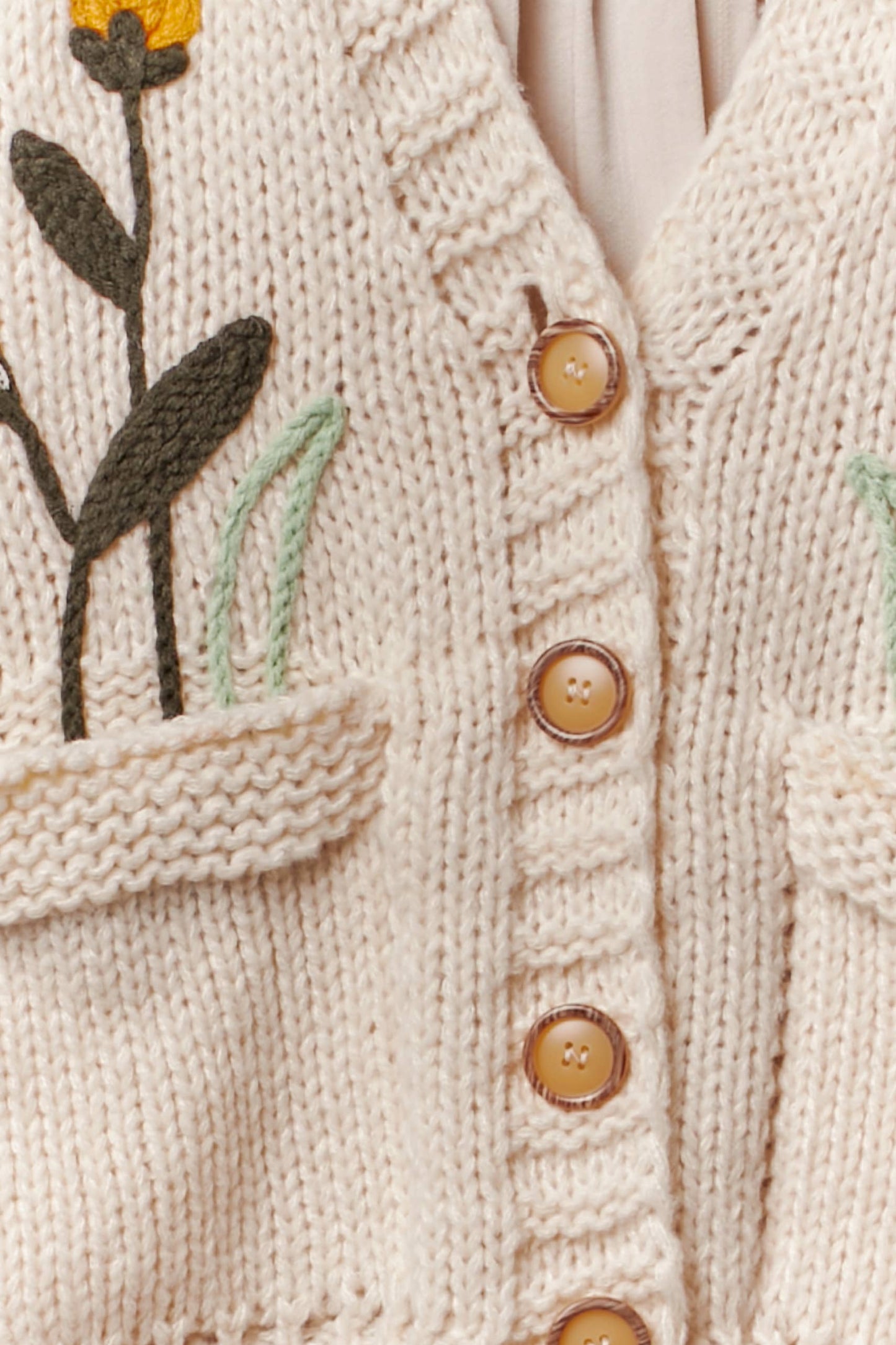 Mello. - Flower Embroidered Knit Cardigan