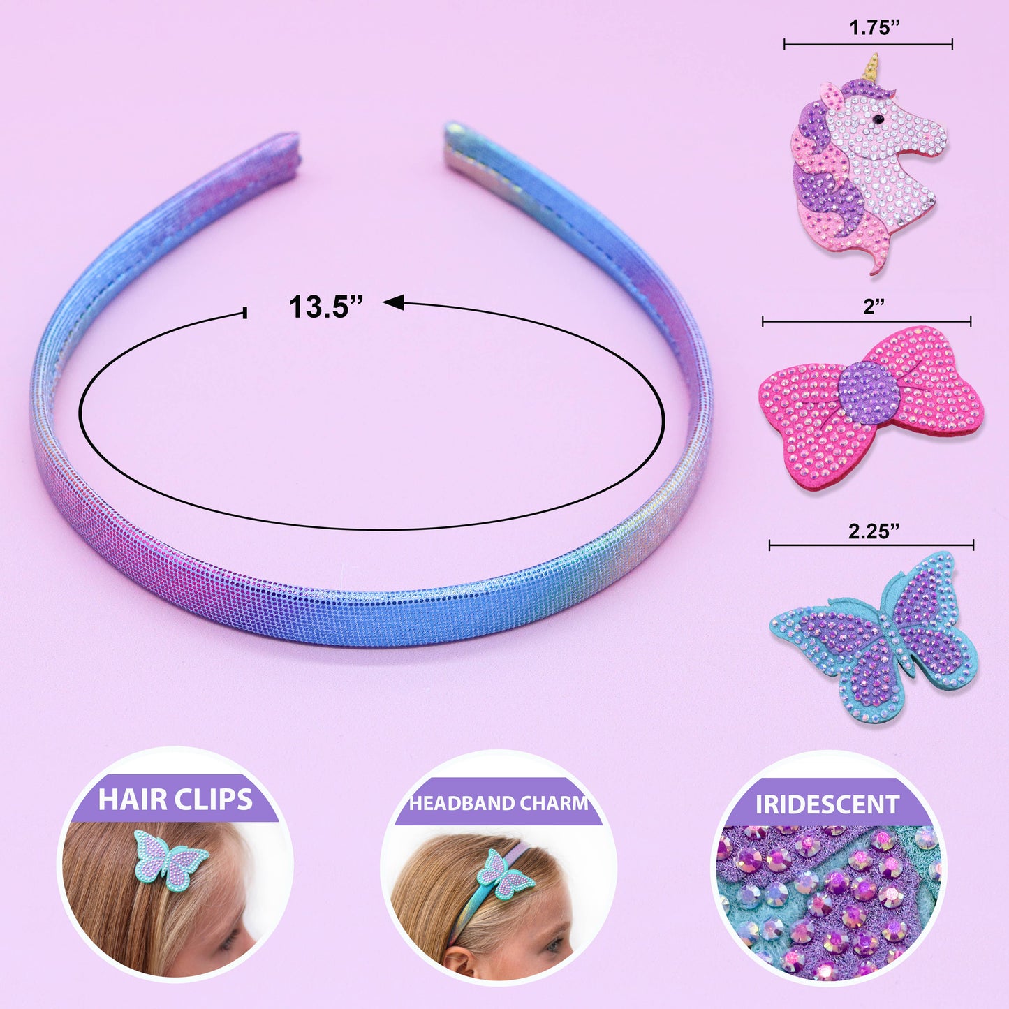 Frog Sac - Interchangeable Rhinestone Charm Headband and Hair Clips