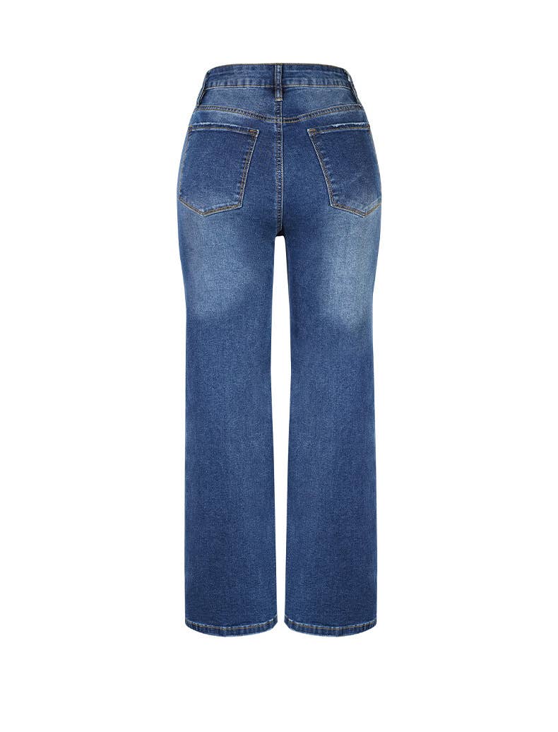 Rosa Clothing - Simple mid-rise straight leg jeans