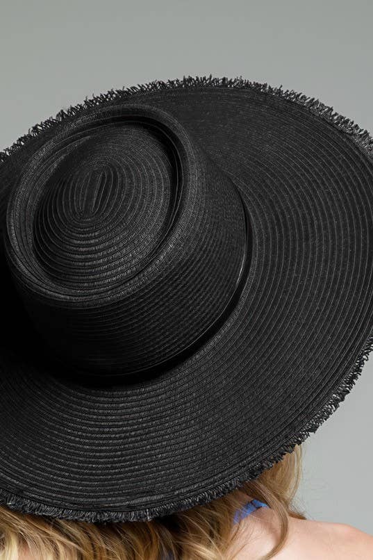 Urbanista Outlet - Wide Brim Frayed Straw Sun Hat