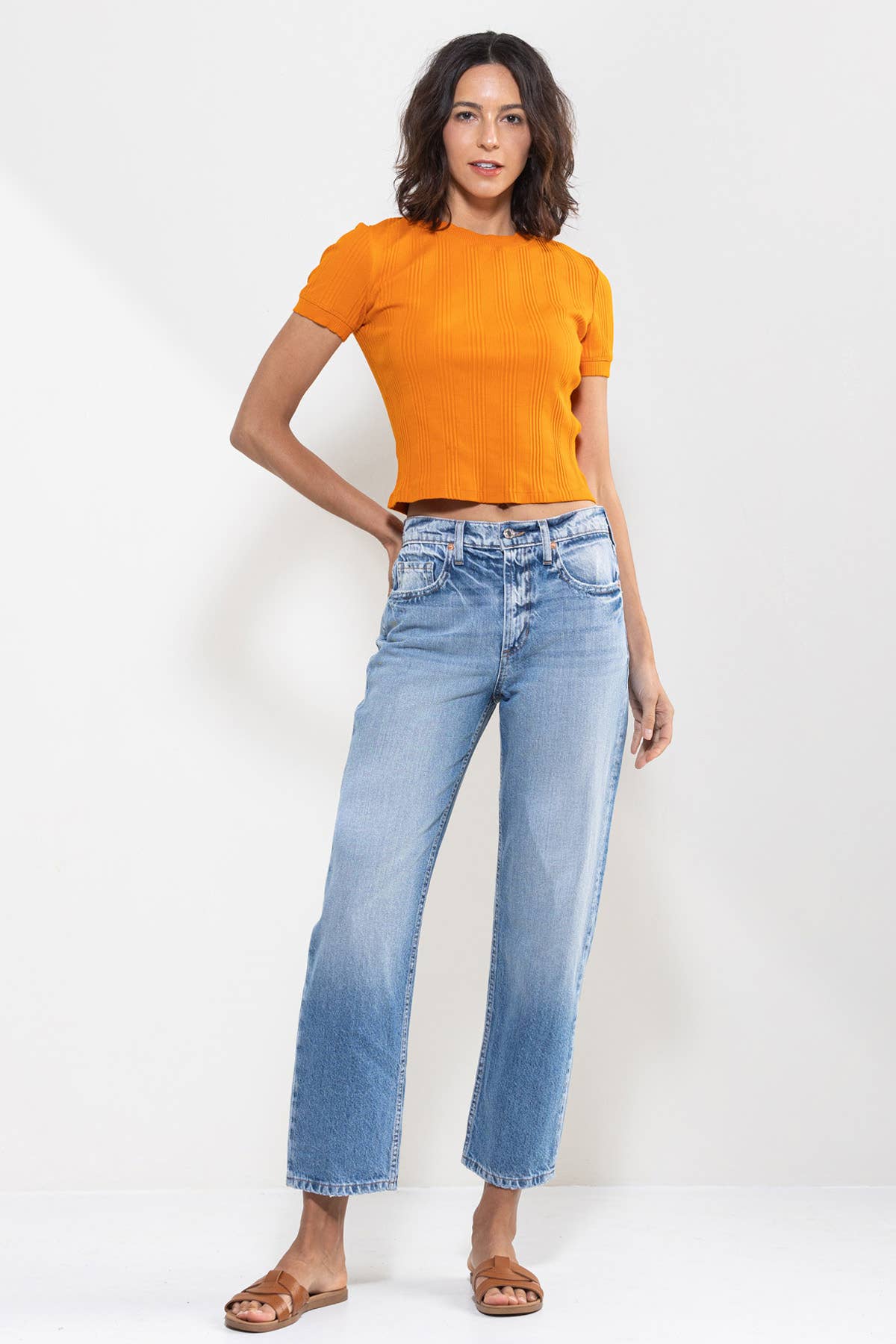 SneakPeek - HIGH RISE STRAIGHT JEANS IN VINTAGE LIGHT WASH SP-P12063