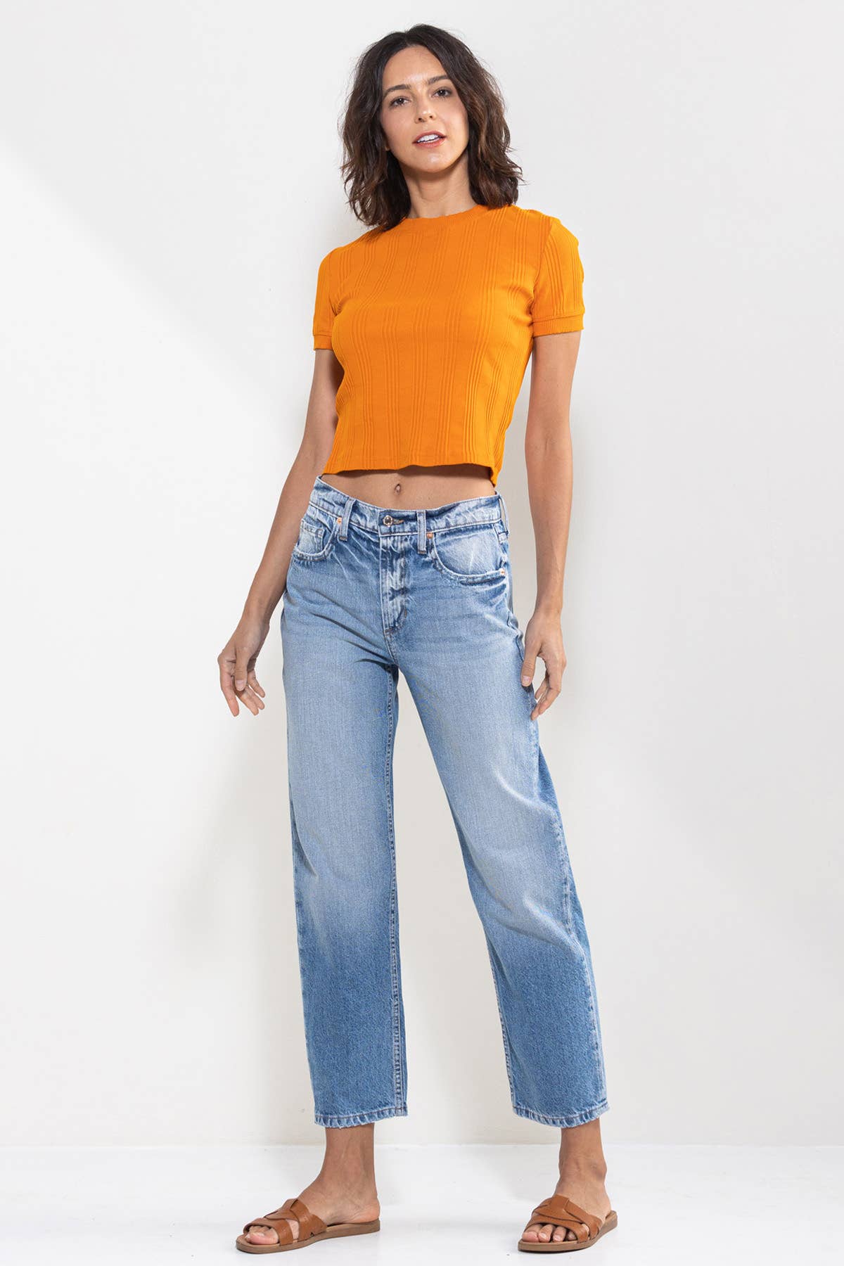 SneakPeek - HIGH RISE STRAIGHT JEANS IN VINTAGE LIGHT WASH SP-P12063