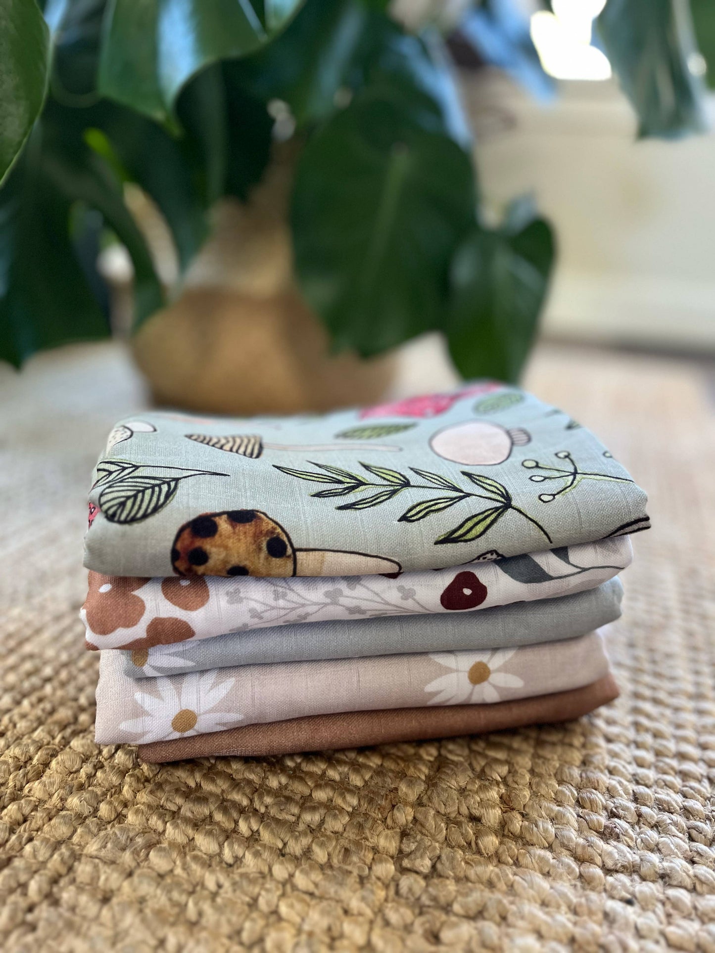 Mushroom Baby Blanket, Mushroom Muslin Swaddle Blanket
