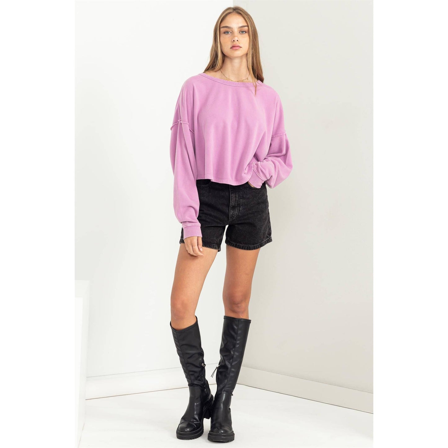 LEISURE LOVING OVERSIZED SWEATSHIRT: VINTAGE PLUM / S