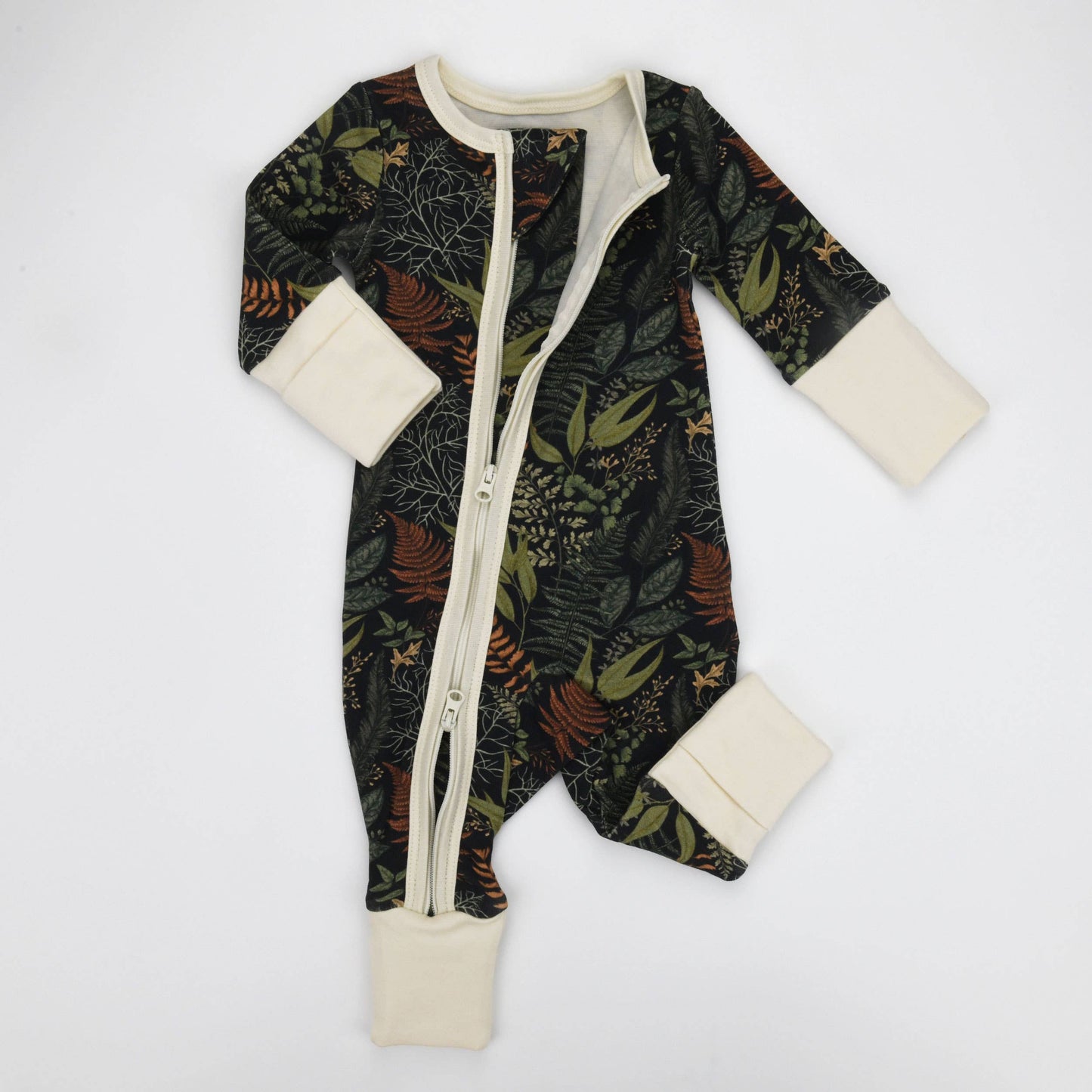 Earthy - Organic Cotton Baby Pajamas 2-Way Zip Front Zipper Sleeper, Sage