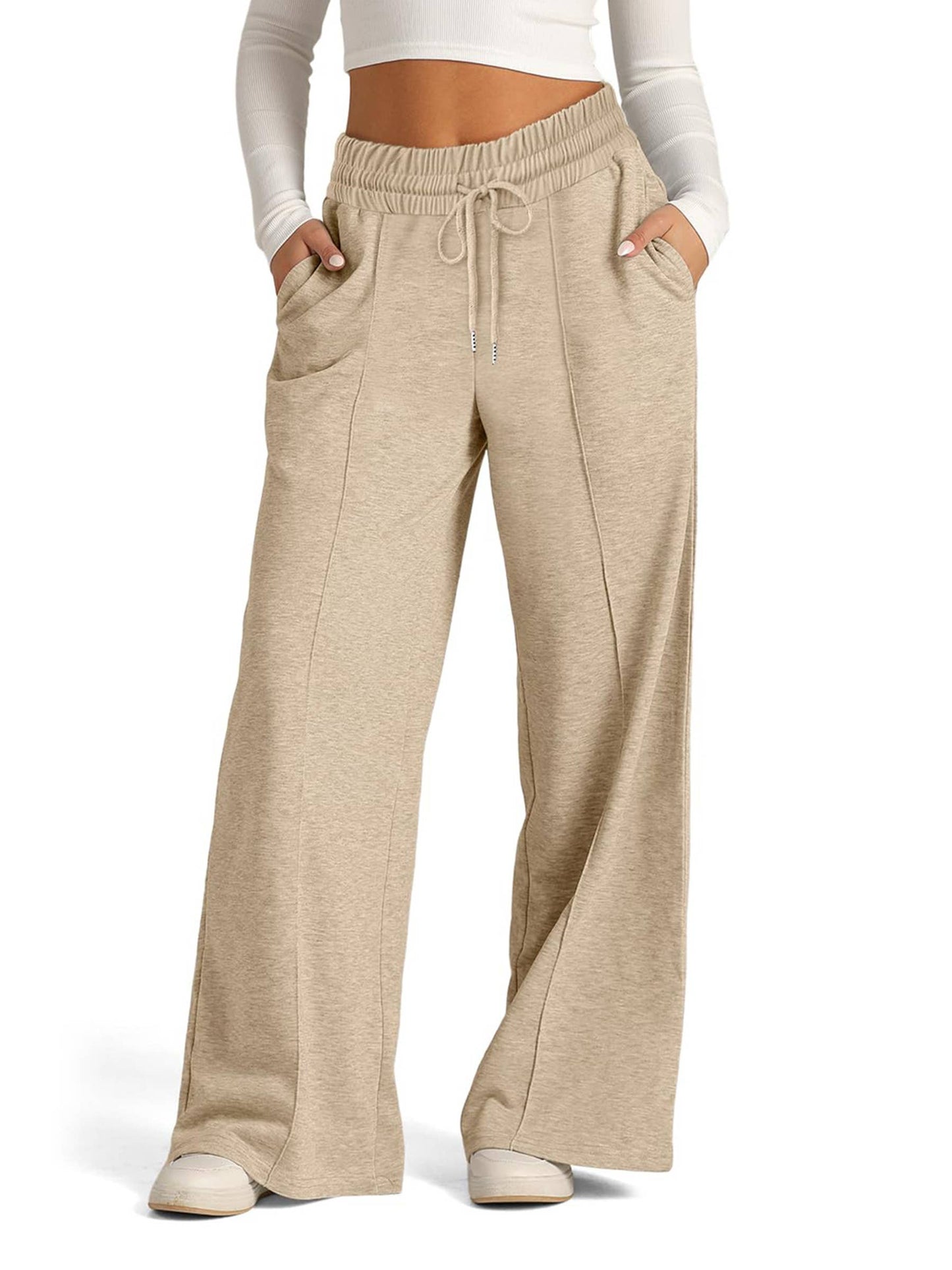 Wholesalesir - Solid Color Waist Wide Leg Casual Pants