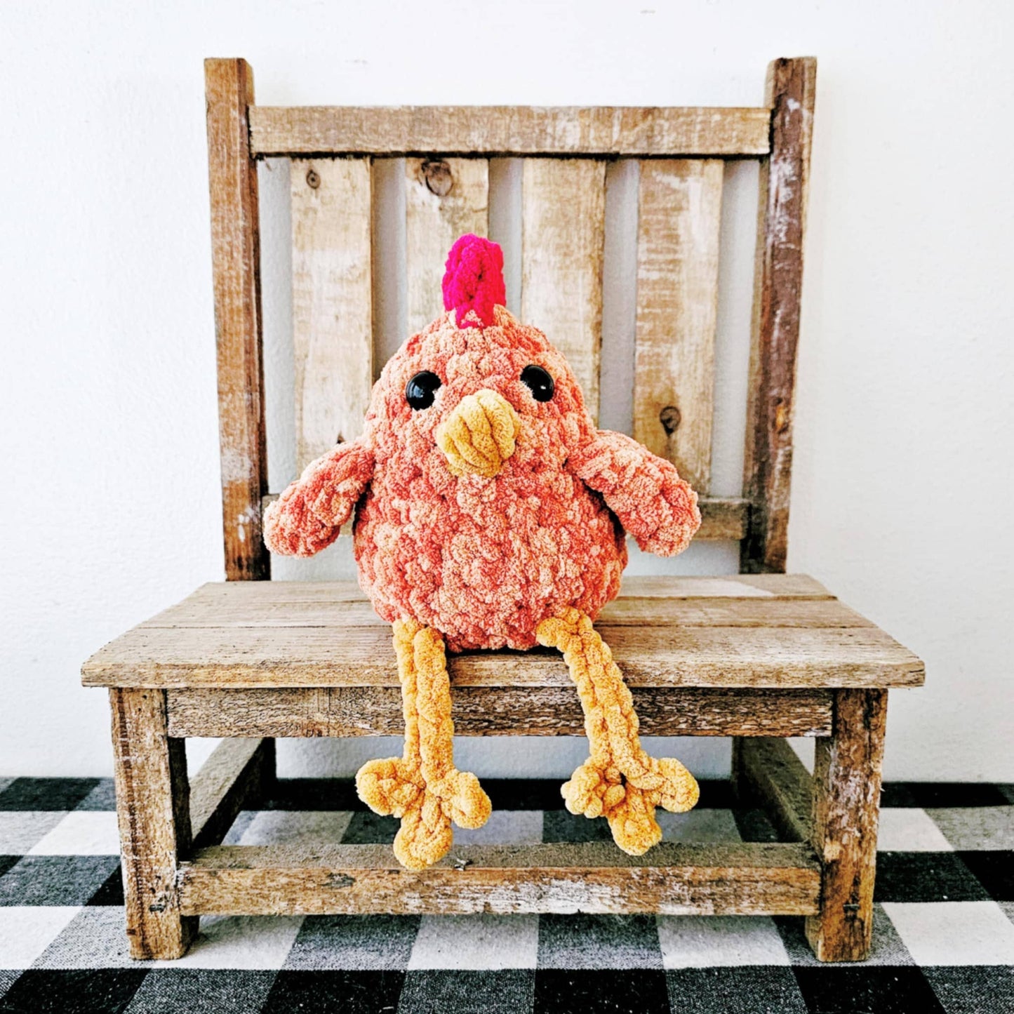 The Lumber Creek Co - Crochet Chicken Rooster Plushie Handmade Baby Toddler Toy