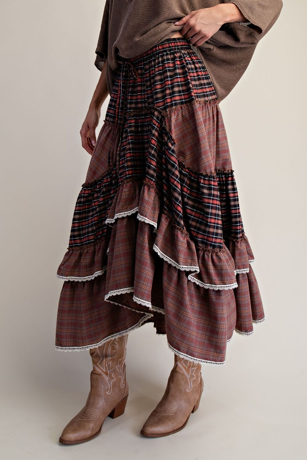 Mocha Brown High Low Skirt