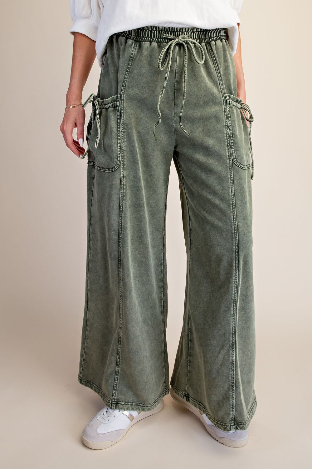 Olive Mineral Wash Sweat Pants