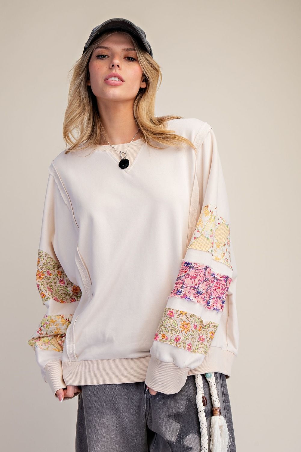 Mix Print Stripe Top