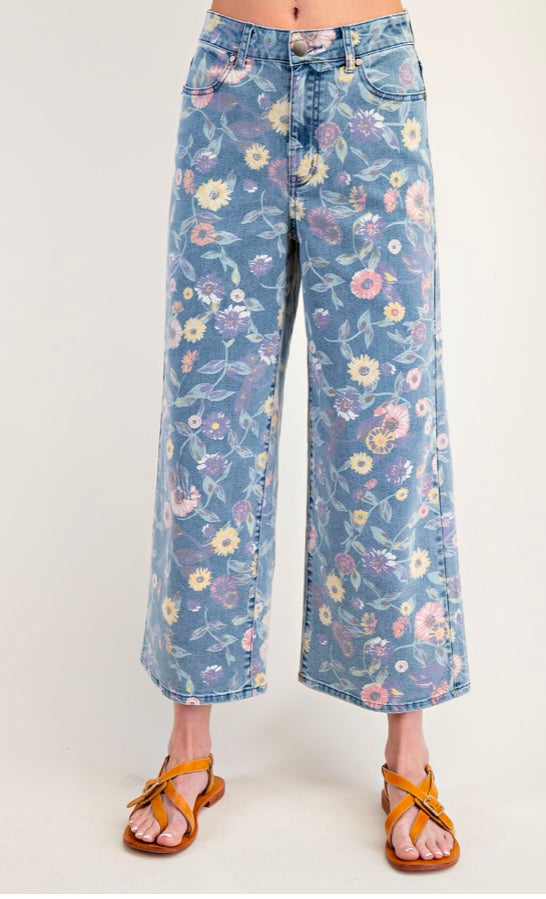 Floral Printed Jeans