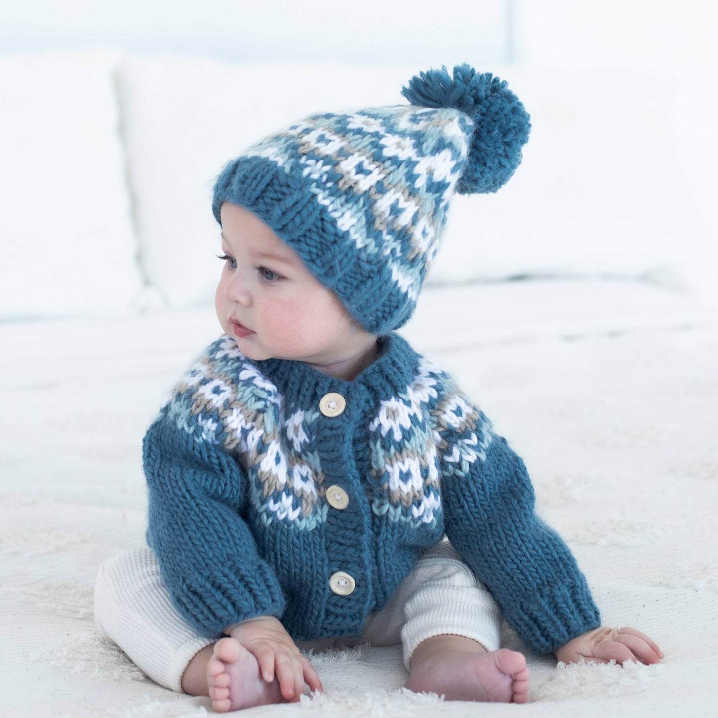 Huggalugs - Fairisle Slate Cardigan Sweater for Baby & Toddler