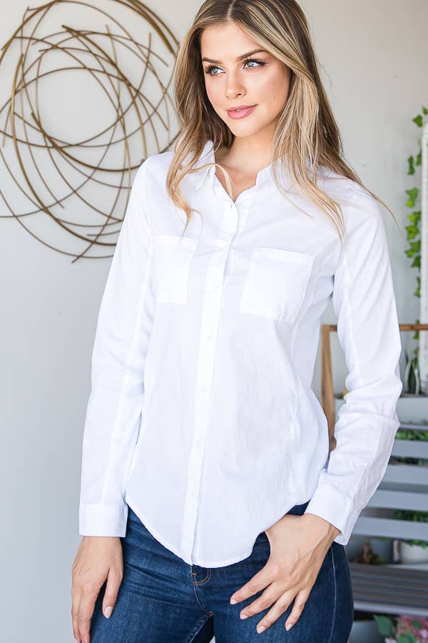 LONGSLEEVE COLLAR SHIRT FRONT BUTTON CLOSURE
