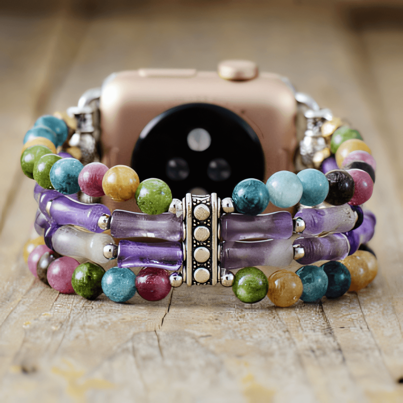 Mosaic Amethyst Stretch Apple Watch Strap: Large