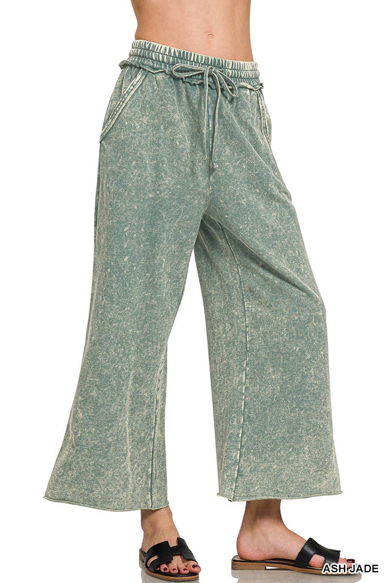 42POPS - 0615 Acid wash French Terry Pants w/ Pockets SI-25413