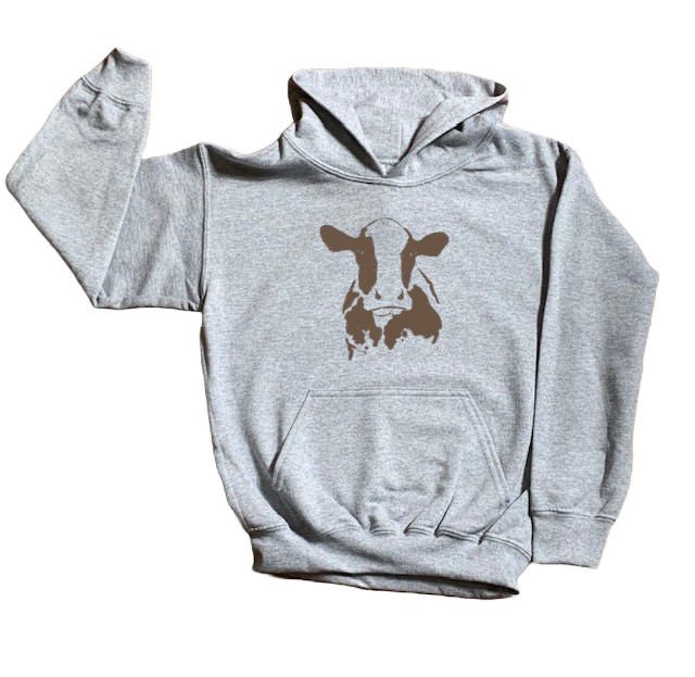 EMBELLISH By Kathleen - Embroidered Youth Hoodie: Cow