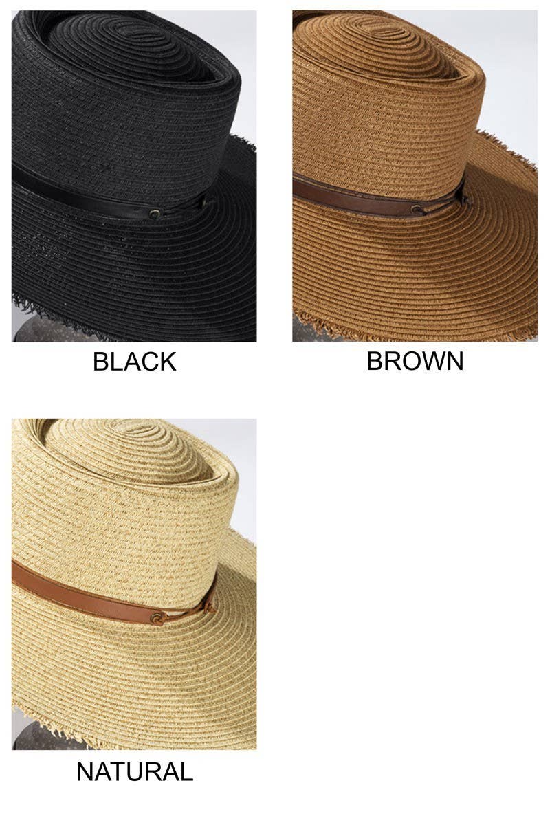 Urbanista Outlet - Wide Brim Frayed Straw Sun Hat