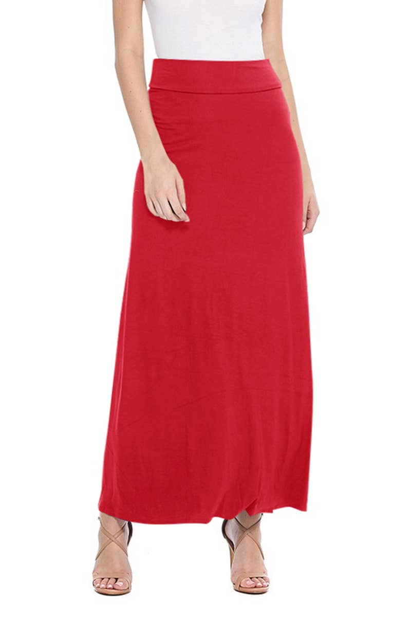 Solid Color Basic Casual Knit Long Maxi Skirt