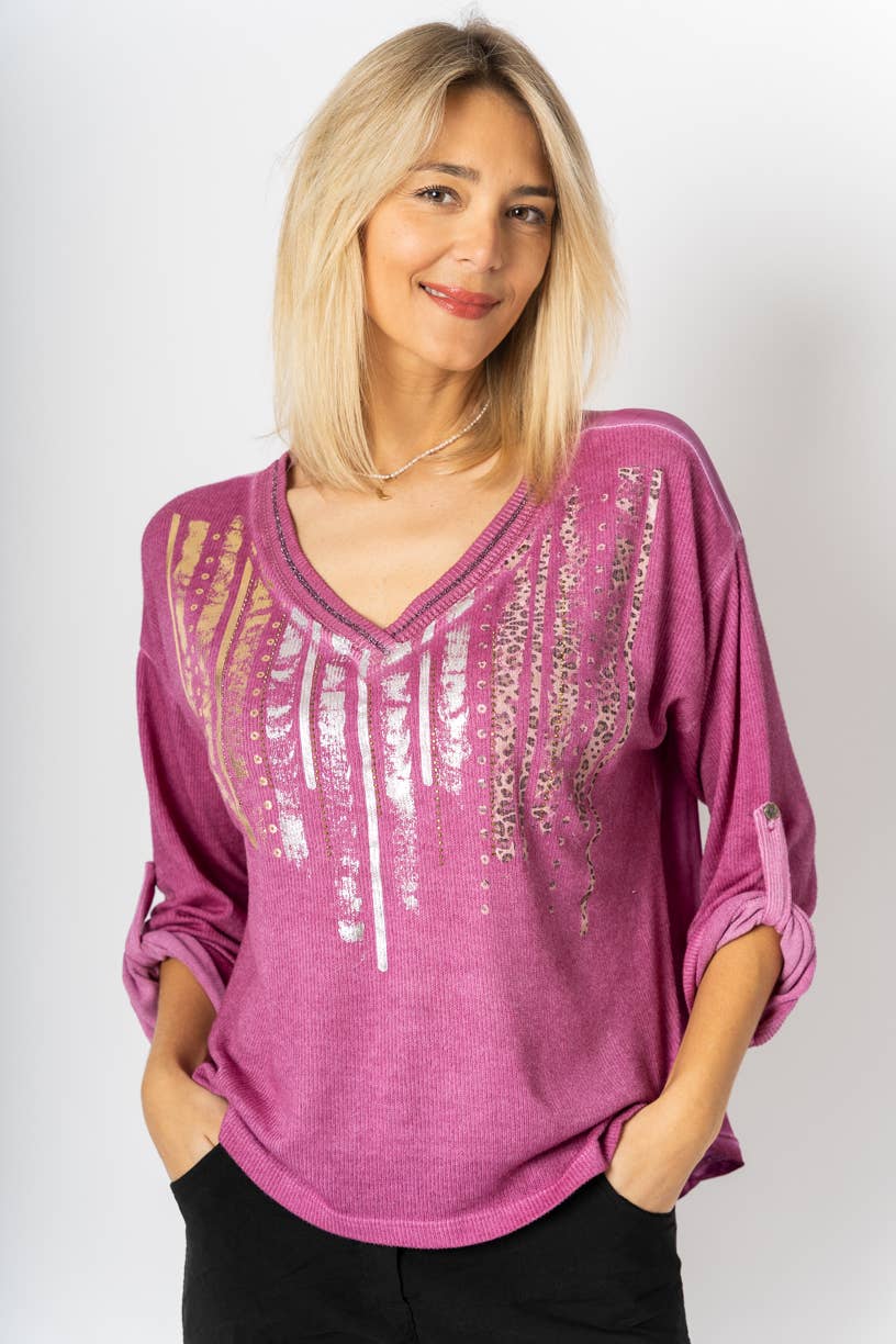 Look Mode Usa - Women sweater with rhinestone