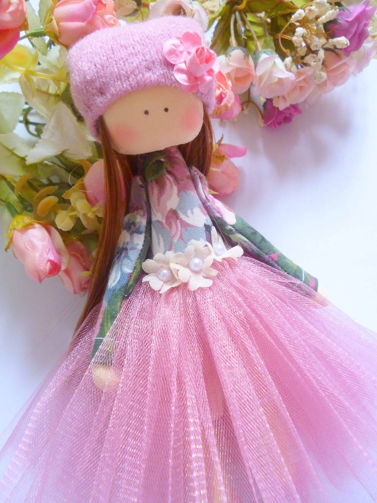 ChernikovaNataliya - Cute Baby Girl Nursery Decor, Fabric Doll with Hair