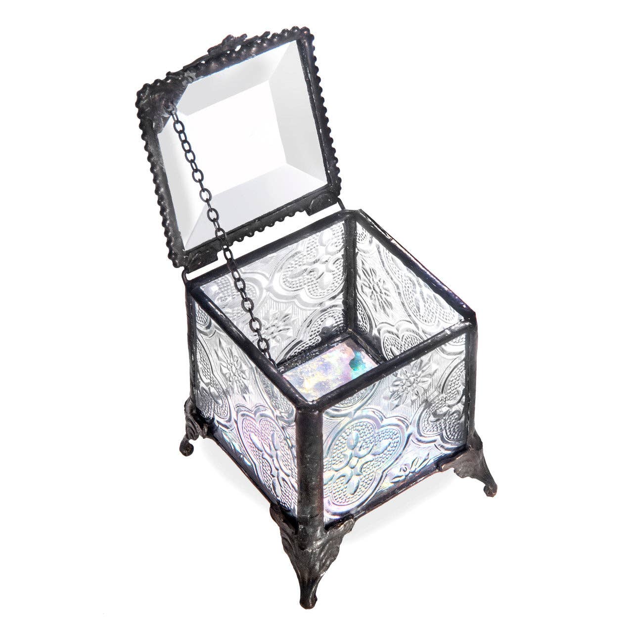 J Devlin Glass Art & Bert Anderson Collection - Vintage Glass Box for Keepsakes and Jewelry - J Devlin