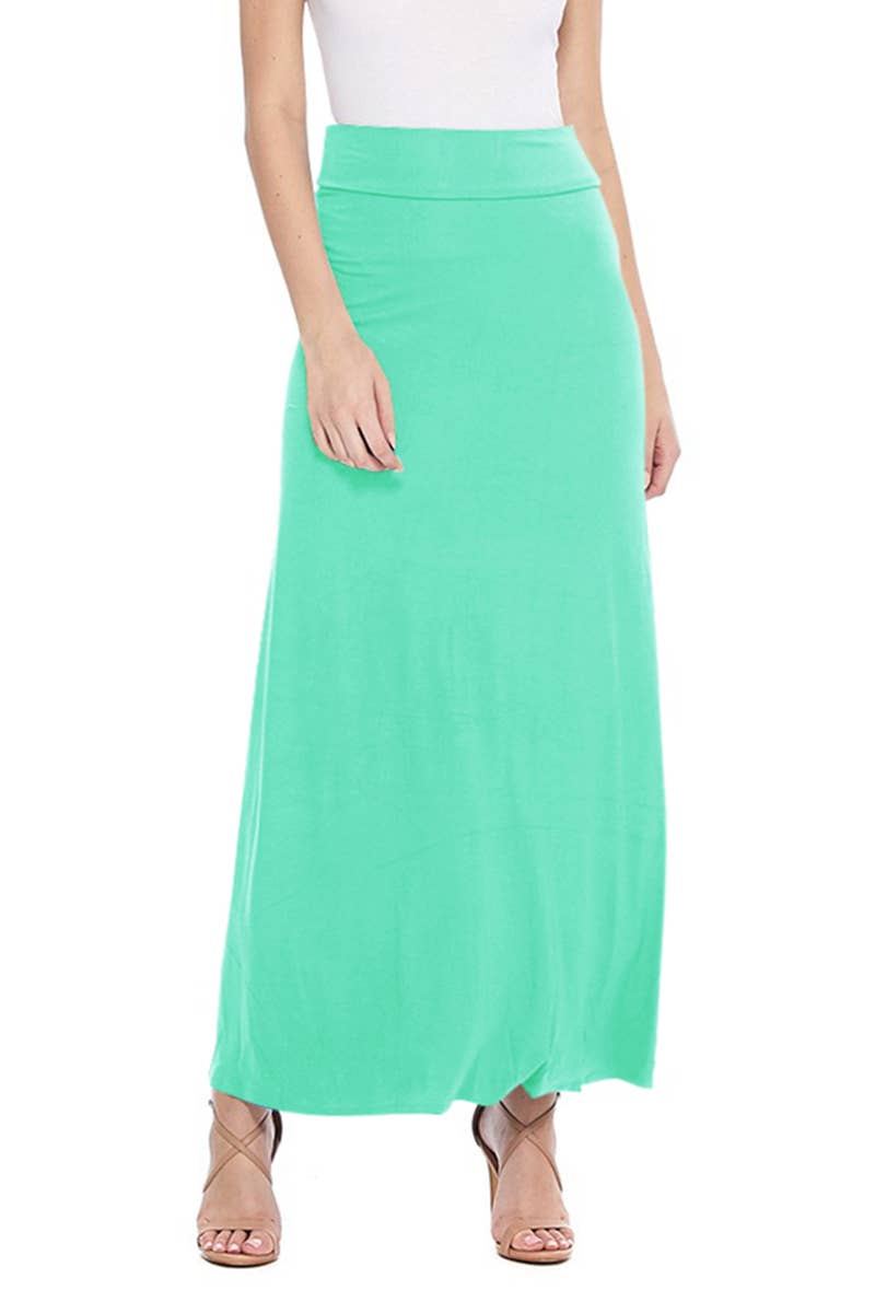 Solid Color Basic Casual Knit Long Maxi Skirt