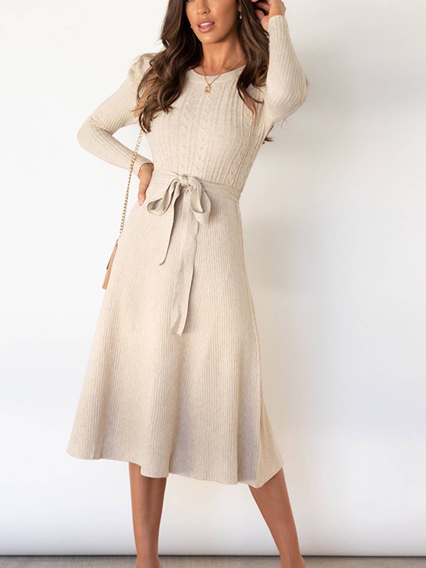 Wholesalesir - Bubble Long Sleeve Knitted Dress