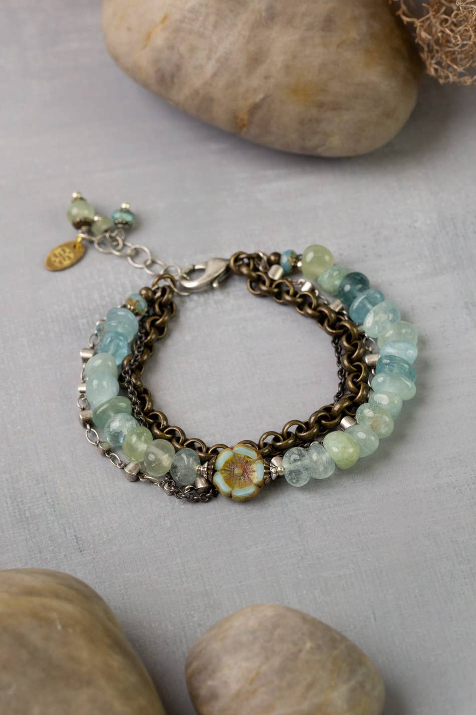 Anne Vaughan Designs Jewelry - Venetian Dreams 7.5-8.5" Aquamarine, Czech Glass Multistrand Bracelet